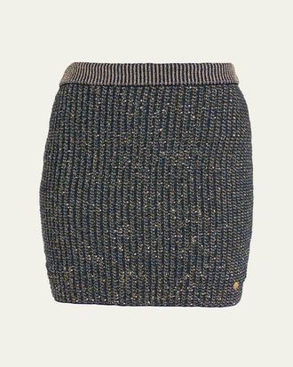 Balmain Glittered Tweed Mini Pencil Skirt