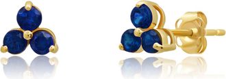 MAX + STONE 14k White or Yellow Gold Small Gemstone Trio Round Stud Earrings