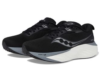 Saucony Womens Triumph 22 Sneaker, Black/White, 9 Wide