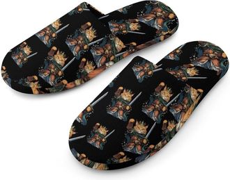 Generic Cat And Soldier Mens Cotton Slippers Memory Foam Comfort House Shoes Winter Indoor Slipper for Hotel Casa Spa