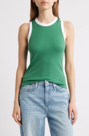 Rag & Bone Mia Ringer Tank in Green Multi at Nordstrom, Size X-Large