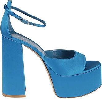 Lella Baldi Sandaletten met Hoge Hak - Dames - Sandalen met hakken - Blauw - 41 EU - Leer - Schoenen