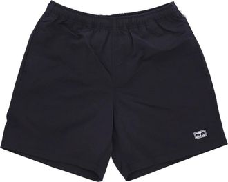 Obey Zwarte Nylon Herenshorts met Zakken - Heren - Korte Broeken - Zwart - XL - Nylon - Korte Broeken