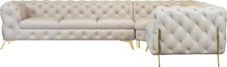 HOME AFFAIRE Chesterfield-Sofa »Amaury L-Form« grosses Ecksofa, Chesterfield-Optik, Breite 323 cm, Fussfarbe wählbar