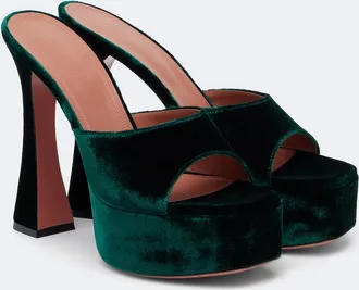 Amina Muaddi Dalida velvet platform mules