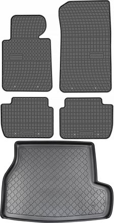 OEM Bmw Serie 3 E46 Familiar De 1998-2005, Juego - Alfombrillas De Goma Para Coche + Alfombrilla Para Maletero