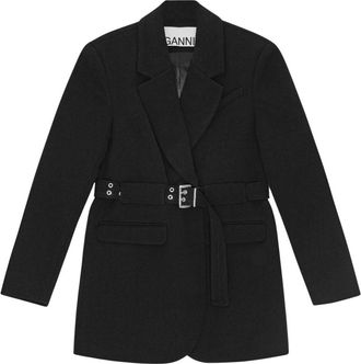 Ganni Crepe Blazer - Dames - Blazers - Zwart - XS - Leer - Jassen