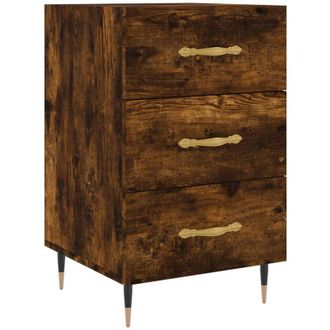 vidaXL Vidaxl - Mesita De Noche Madera De Ingenier&iacute;a Roble Ahumado 40x40x66 Cm