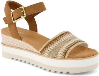Toms Diana Platform Wedge Sandal in Dark Beige at Nordstrom, Size 6.5