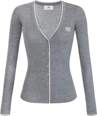 Elisabetta Franchi Geribd vest - Dames - Truien - Grijs - Maat: L Wol