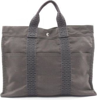 Hermès Gray Nylon Canvas Tote Bag (Pre-Owned)