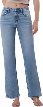 Flying Monkey Mid Rise Full Length Slim Wide Leg Jean In Medium Wash