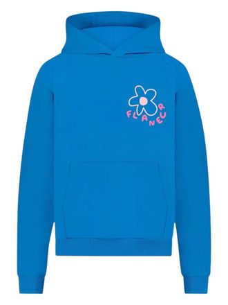 Flaneur flower-print cotton hoodie - men - Cotton - M - Blue