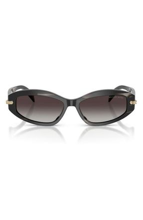 Michael Kors Wilmington 54mm Oval Sunglasses in Black Horn /Light Grey at Nordstrom