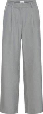 Ichi Wide Broeken - Dames - Wijde Broeken - Grijs - XS - Leer - Broeken