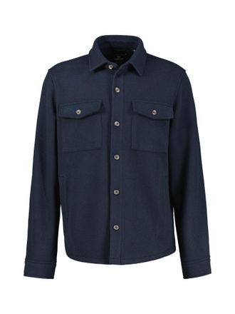 Lerros Langarmhemd LERROS &Uuml;bergr&ouml;ssen-Hemdjacke in Wolloptik, Herren, Gr. 3XL, extraweit, blau (classic navy), 100% Polyester, Hemden Langarmhemd