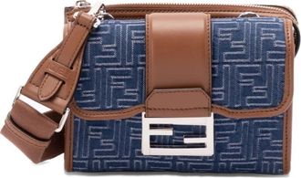 Fendi Blue Double Baguette Crossbody Bag