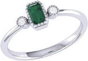 LuvMyJewelry La Vie Emerald & Diamond Ring - 0.04ct. in 14K White Gold at Nordstrom Rack, Size 7