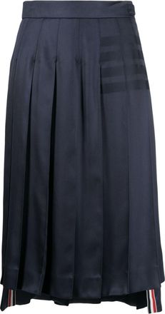 Thom Browne pleated silk midi skirt - women - Polyester/Silk/Silk - 40 - Blue