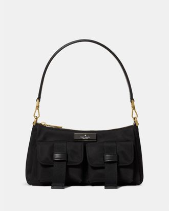 Kate Spade New York Womens Carter Ksnyl Cargo Crossbody Bag - Black Nylon - One Size