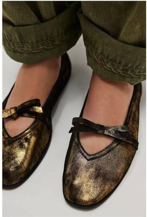 Free People Womens Mania Bow Flats In Bronze Metallic