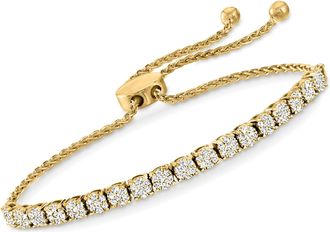 Ross-Simons Diamond Cluster Bolo Bracelet in 18kt Gold Over Sterling
