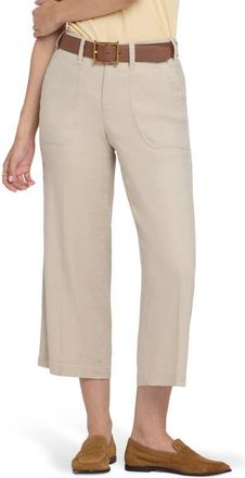 NYDJ Wide Leg Crop Linen Blend Pants in Feather at Nordstrom, Size 10P