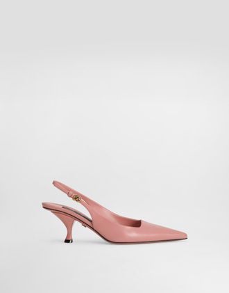 Dolce & Gabbana Lollo Polished Calfskin Slingback - Woman Pumps And Slingback Pink 38.5