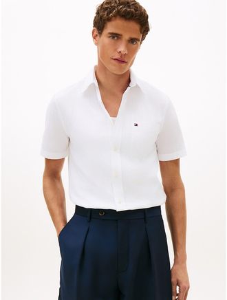 Tommy Hilfiger Mens Regular Fit Seersucker Shirt - White - XXL