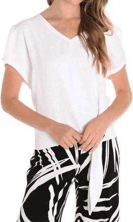 Frank Lyman Design V-Neck Tie Detail Pullover Top In Off White
