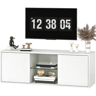 HOMCOM Mobile Porta TV fino a 55 Sospeso o a Terra, Ante Ammortizzate Bianco
