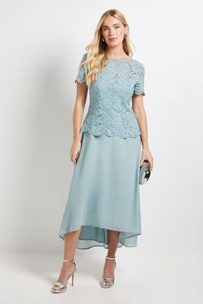 Wallis Petite Lace Overlay Midi Dress in Sage at Nordstrom, Size 12