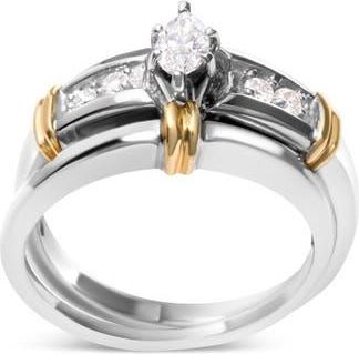 House of Brilliance 14K Yellow and White Gold 1/3 Cttw Diamond Engagement Ring Set at Nordstrom, Size 7
