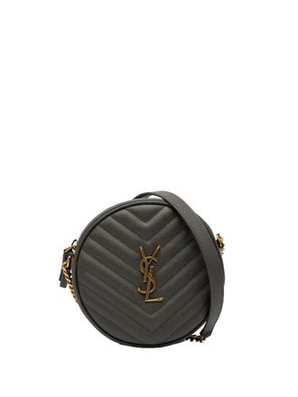 Saint Laurent 2020 Grain De Poudre Chevron Round Vinyle Camera Bag crossbody bag - Grey