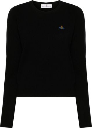 Vivienne Westwood Orb-embroidered jumper - women - Merino/Cashmere - M - Black