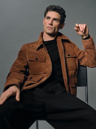 Reiss Tobacco Brown Suede Four-pocket Zip-through Jacket, Xxl