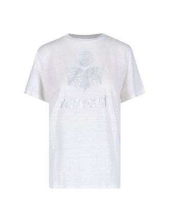 Isabel Marant Sustainable Linen T-Shirt With Metallic Logo