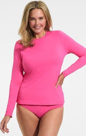 Lands End SunShade UPF 50 Long Sleeve Rash Guard Swim Tee in Pink Azalea at Nordstrom, Size 2 X