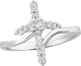 Savvy Cie Jewels Plated Cz Cross Ring
