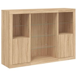 vidaXL Aparador Con Luz Led 3 Piezas Madera De Ingenier&iacute;a Roble Sonoma Vidaxl