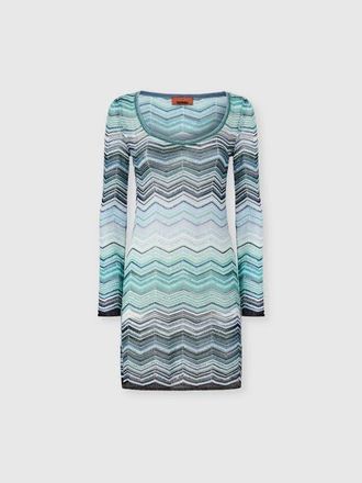 Missoni Chevron Lam&eacute; Viscose Mini Dress With Sequins in Green& Brown at Nordstrom, Size 40 It