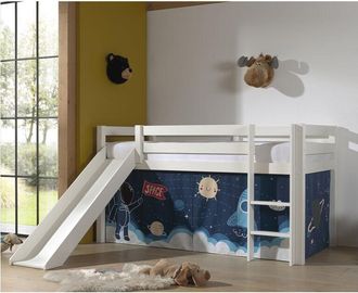 M&S Collection Cama De Media Altura 90x200 Con Tobog&aacute;n, Somier Y Funda Space Vipack Pino Blanco