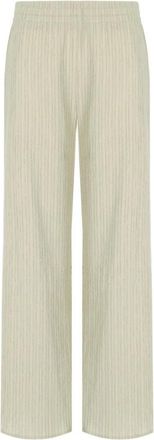 Max Mara Beige Bark-Effect Toronto Broek - Dames - Wijde Broeken - Beige - XL - Katoen - Broeken