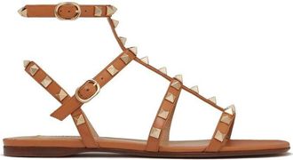 Valentino Garavani Brown Leather Strap-On Womens Sandals