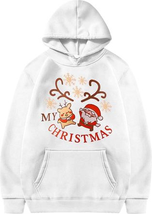 Generic Boys And Girl Christmas Snowflake Hoodie Winter Warm Xmas Print Pullover Sweatshirts (White, 4-5 Years)