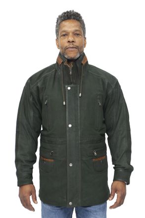 Infinity Leather Heren nubuck lederen parka jas-Winnipeg