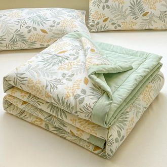 OEM Colcha De Microfibra De 180x200 Cm, Verde, Reversible, Estampado Floral, Verano, Varios Tama&ntilde;os