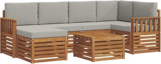 vidaXL Conjunto De Sof&aacute;s De Exterior 7 Uds. Gris Natural Y Claro Vidaxl
