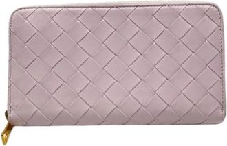 Bottega Veneta Pre-owned Intrecciato 608053 Lange portemonnee (bi-fold) - Dames - Vintage Accessoires - Roze - ONE Size - Leer - Vintage
