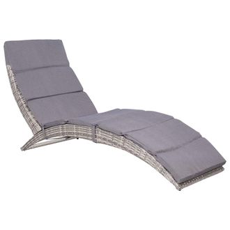 vidaXL Tumbona Con Coj&iacute;n Rat&aacute;n Sint&eacute;tico Gris Vidaxl